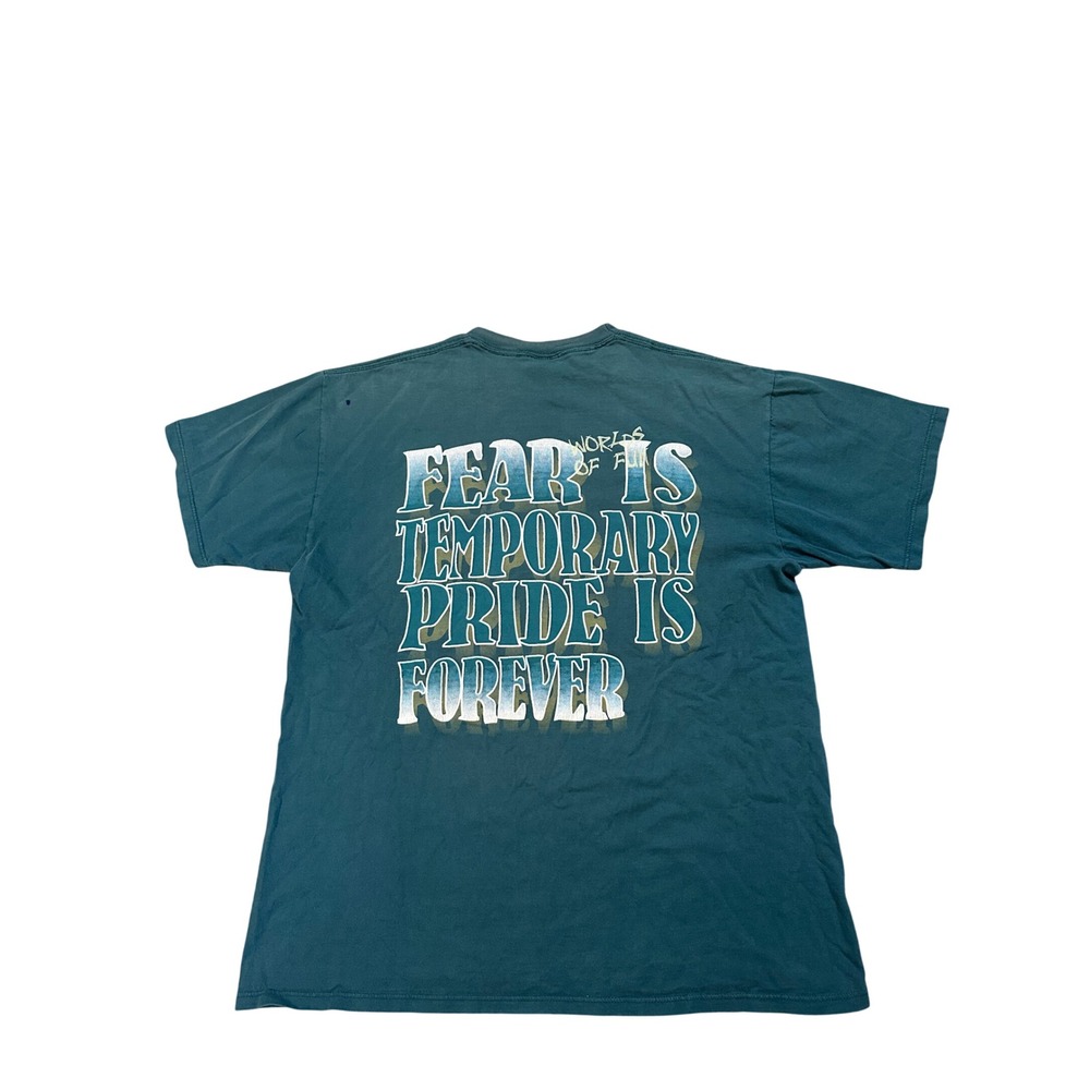 Vintage Worlds of Fun T-Shirt XL Sherry's Best Teal Fear Is Temporary Graphic